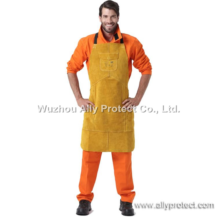 AP-6101 Golden Leather Chest Protective Full Bib Apron